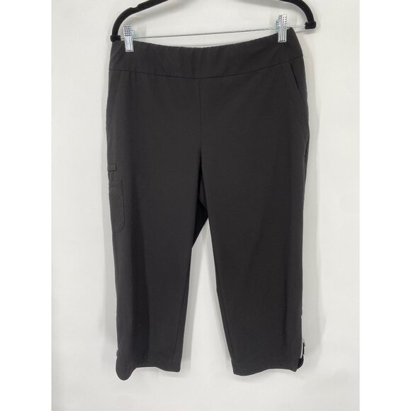 Zenergy Golf By Chico's Women's Size 0.5 Pants Crop Cargo Pockets Zip Hem Black - Picture 1 of 5